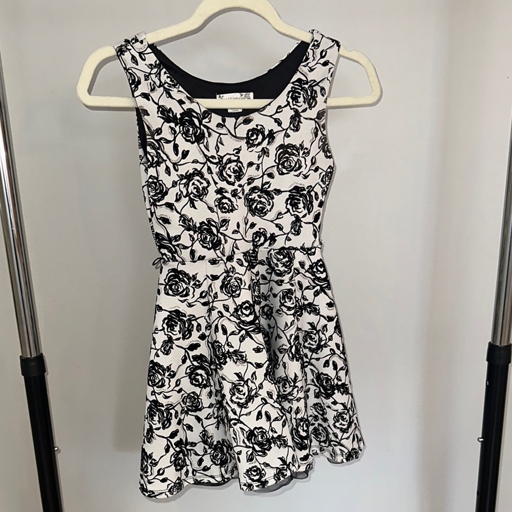 Chic Black and White Floral Dress